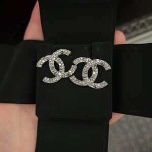 Ruthenium/Grey Chanel CC 17k earrings